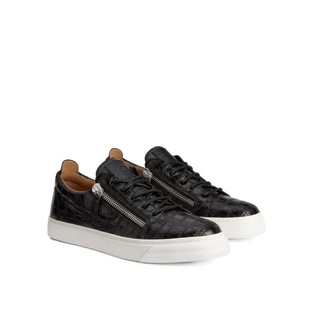 Giuseppe Zanotti Crocodile Effect Low Top Sneakers Zippers